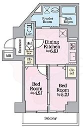 アイルグランデ押上ノース 2DKの間取図画像
