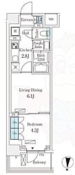 フロンティアレジデンス錦糸公園 1LDKの間取図画像