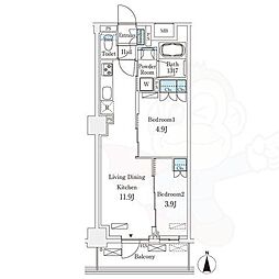 フロンティアレジデンス錦糸公園 2LDKの間取図画像