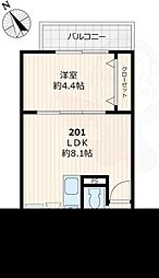 サングレイス3 1LDKの間取図画像