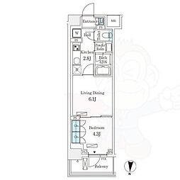 フロンティアレジデンス錦糸公園 1LDKの間取図画像