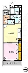ラフィーネデュオ 1DKの間取図画像