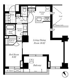 プラウド恵比寿 1SLKの間取図画像