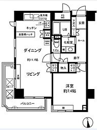 グランドメゾン麻布一の橋 1LDKの間取図画像