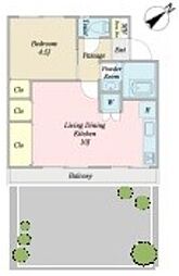 大師サンハイツ 1階1LDKの間取り