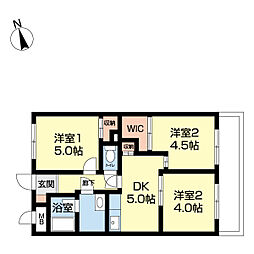 エンゼルハイム大鳥居第7 3DKの間取り