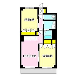 サンライズ・ガーデン 1階2LDKの間取り