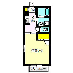 アベーテ・カーサAB 1Kの間取図画像