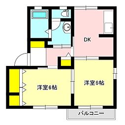 マーベラス　I 1階2DKの間取り