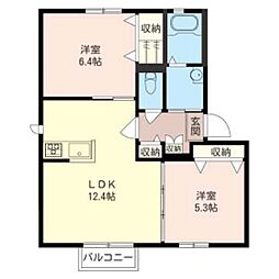コンプライアンス 2階2LDKの間取り