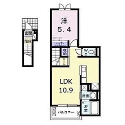 ラ・ベレッツァ 2階1LDKの間取り