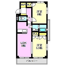 アストラーレ 3階2LDKの間取り