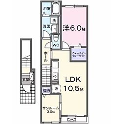 Ｋ−ＰＬＡＺＡ　II 2階1LDKの間取り