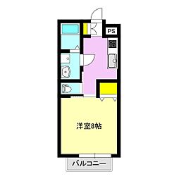 和雅家壱番館 2階1Kの間取り
