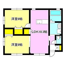Ｊ・ｍａｉｓｏｎ 1階2LDKの間取り