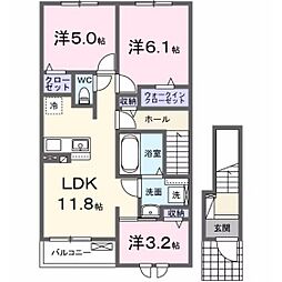 プレッソ高崎B 3LDKの間取図画像