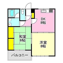 セゾンマツシマ1 2DKの間取図画像