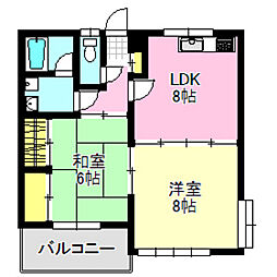 セゾンマツシマI 1階2DKの間取り