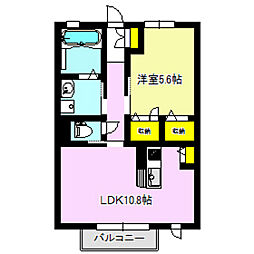 ラルフ 1階1LDKの間取り