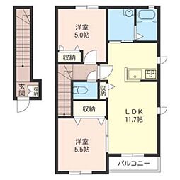 ベイサージュ上並榎 2LDKの間取図画像