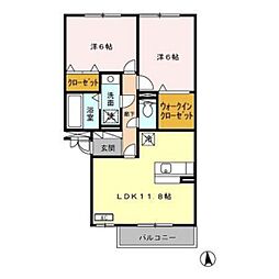 リバーサイドK 2LDKの間取図画像