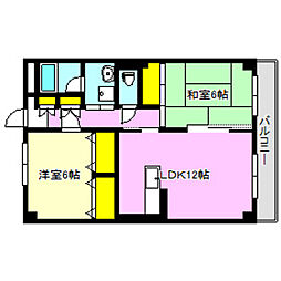 ハツミマンションB 2LDKの間取図画像