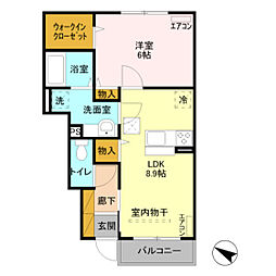 コンフォール奏 1LDKの間取図画像