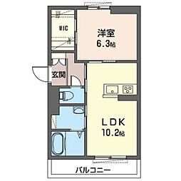 シャーメゾン庵 1LDKの間取図画像