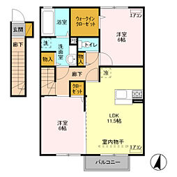 カーサ・コンフォルト 2LDKの間取図画像