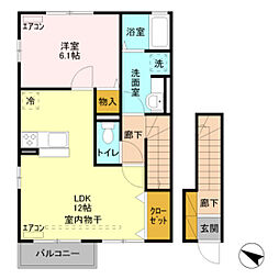 コンフォール奏 1LDKの間取図画像