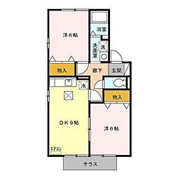 コスモス2 2DKの間取図画像