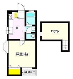 ゆあーずホーム剣崎C 1DKの間取図画像