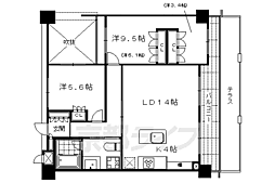 ネバーランド御所南 2階2LDKの間取り