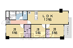 JR東海道・山陽本線 西大路駅 徒歩8分の賃貸マンション 9階3LDKの間取り