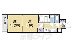 エステムコート京都二条 6階2Kの間取り