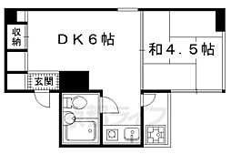 衣棚66番館 1階1DKの間取り