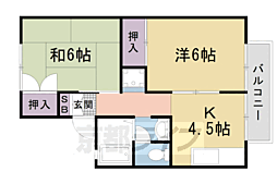 セジュール堂ノ前 2階2DKの間取り
