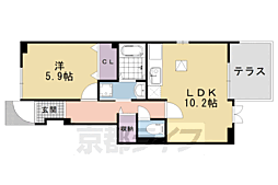 花のワルツ嵯峨 1階1LDKの間取り