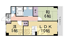 ノイシュロス御室南 3階2LDKの間取り