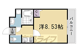 仮）フラッティ西京極 4階1Kの間取り