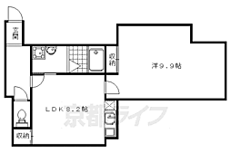 JR山陰本線 太秦駅 徒歩32分の賃貸マンション 2階1DKの間取り