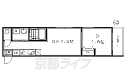京都市営烏丸線 十条駅 徒歩4分の賃貸アパート 3階1DKの間取り