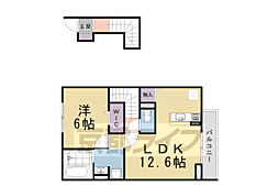 京阪本線 鳥羽街道駅 徒歩5分の賃貸アパート 2階1LDKの間取り