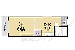 ラ・ファルド嵯峨 3階1DKの間取り