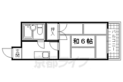 京都地下鉄東西線 東山駅 徒歩6分の賃貸マンション 3階1Kの間取り