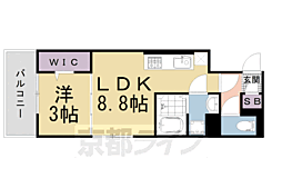 Ｄ−ｒｏｏｍ　グレース西院 2階1LDKの間取り