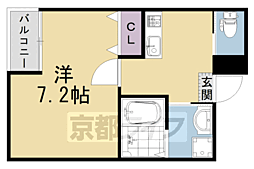 Ｒａｐｐｏｒｔ太秦広隆寺 4階1Kの間取り
