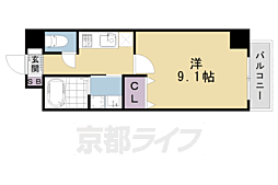 ラソ二条 1階1Kの間取り