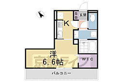 近鉄京都線 上鳥羽口駅 徒歩6分の賃貸アパート 2階1Kの間取り