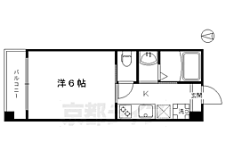 JR山陰本線 梅小路京都西駅 徒歩6分の賃貸マンション 5階1Kの間取り